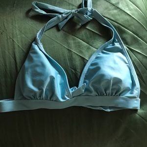 Blue halter bikini top
